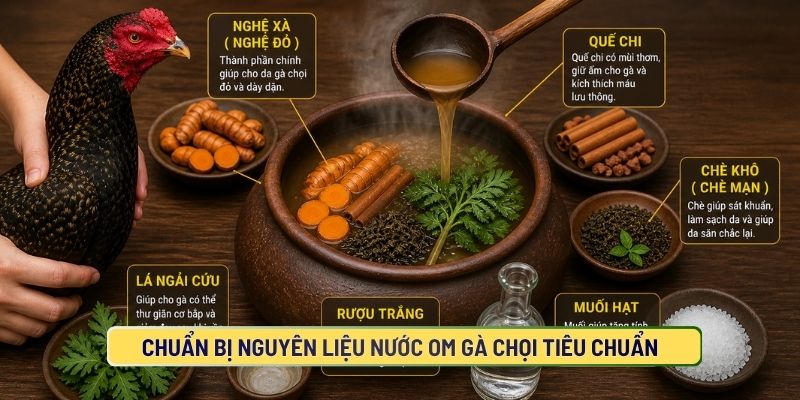 Chuẩn Bị Nguyên Liệu Nước Om Gà Chọi Tiêu Chuẩn